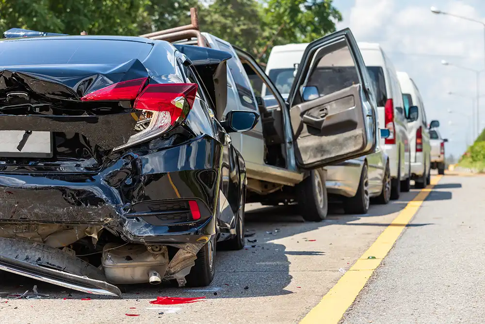 Multi-car pileup after a hit and run